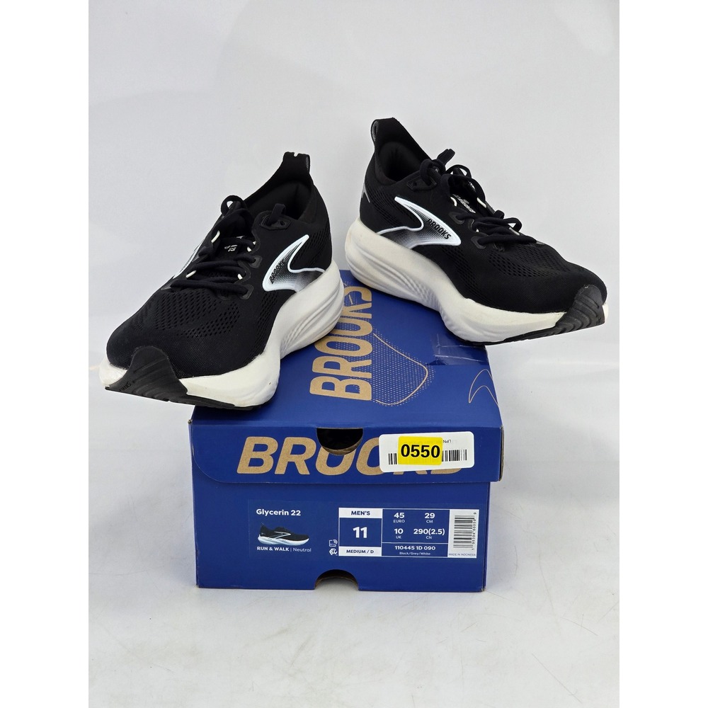 Brooks Glycerin 22 Running Shoes Mens 11 Black White 1104451D090 - Excellent